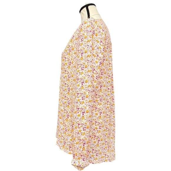 Lucky Brand Floral Pink and Orange Flowy Smocked Blouse, Size Medium - Picture 5 of 9